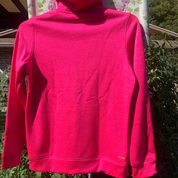 WOMENS SMALL PINK HOODED ADIDAS 2 POCKET THUMB LOOPS PULLOVER SWEATSHIRT - Picture 6 of 7